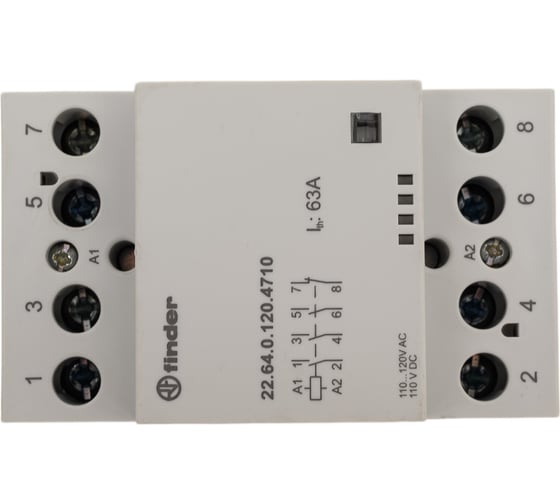 Изображение товара Модульный контактор Finder 3НО+1НЗ, контакта 63А, = 120В AC/DC, - AgSnO2, 226401204710