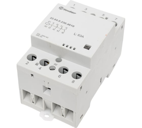 Изображение товара Модульный контактор Finder 2НО+2НЗ, контакта 63А, = 230В AC/DC, - AgSnO2, 226402304610