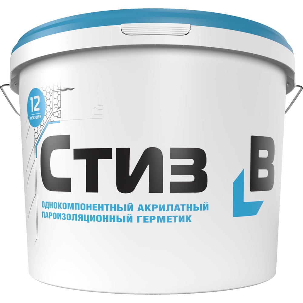 Изображение товара Герметик для монтажа окон СТИЗ В ведро 7 кг акрилатный пароизоляционный