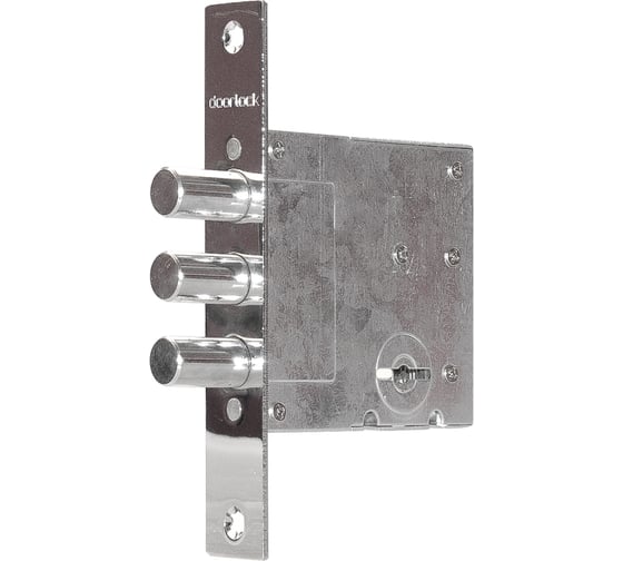 Изображение товара Корпус сувальдного замка DOORLOCK DL8257K/Z/60мм, 5 длинных ключей, хромированная фронтальная планка 26x155 мм, диаметр ригелей 14 мм 75327