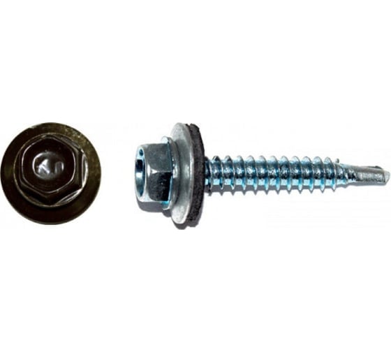 Изображение товара Саморез кровельный ООО ПКФ Сварком 4,8x51 RAL 8019 (серо-коричневый) (уп/50шт.) k00002589