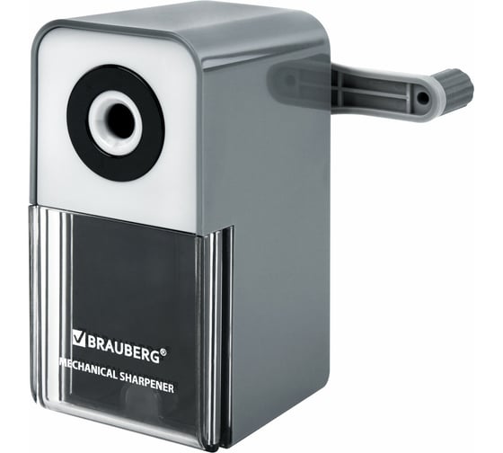 Изображение товара Точилка механическая BRAUBERG CLASSIC, для чернографитных и цветных карандашей, корпус серый, 272002