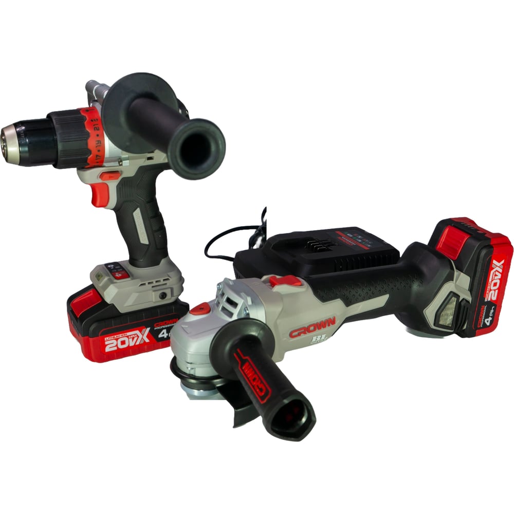 Изображение товара Профессиональный набор инструмента Crown дрель-шуруповерт и шлифмашина 20V Max
