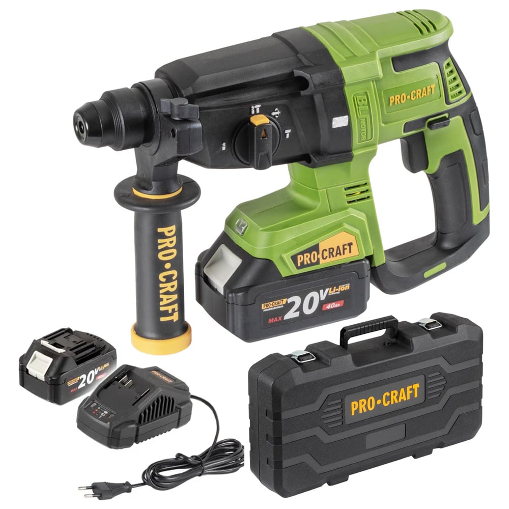 Изображение товара Перфоратор аккумуляторный PROCRAFT PHA40 20В 2,6 Дж с двумя АКБ