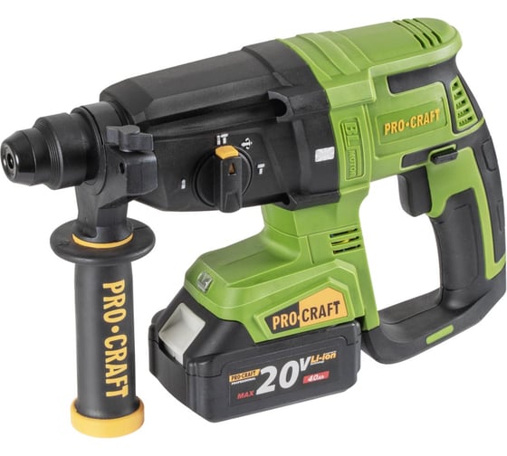 Изображение товара Перфоратор аккумуляторный бесщеточный PROCRAFT PHA40 20В 2,6 Дж (2 АКБ и ЗУ) Кейс PHA40 Li Set