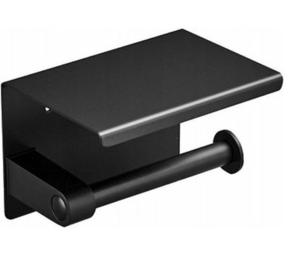 Изображение товара Держатель туалетной бумаги G-teq с полочкой для телефона, черный 140 мм 25.28