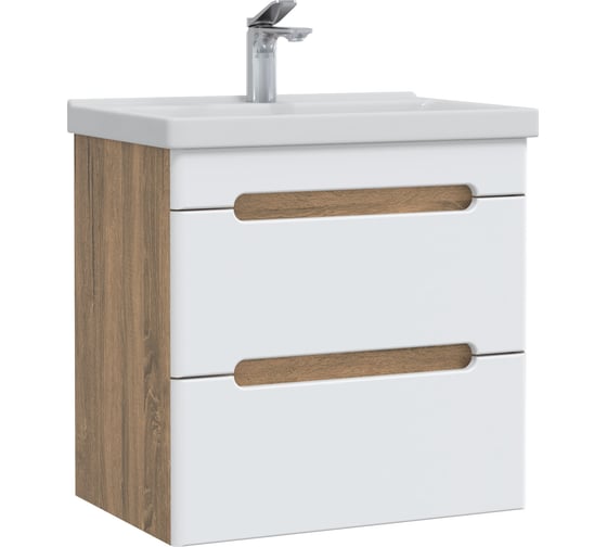 Изображение товара Тумба без раковины AQVI 60 в ванную подвесная Дуб вотан, белый RUVANN Т.AQVI WV.П-60ПР