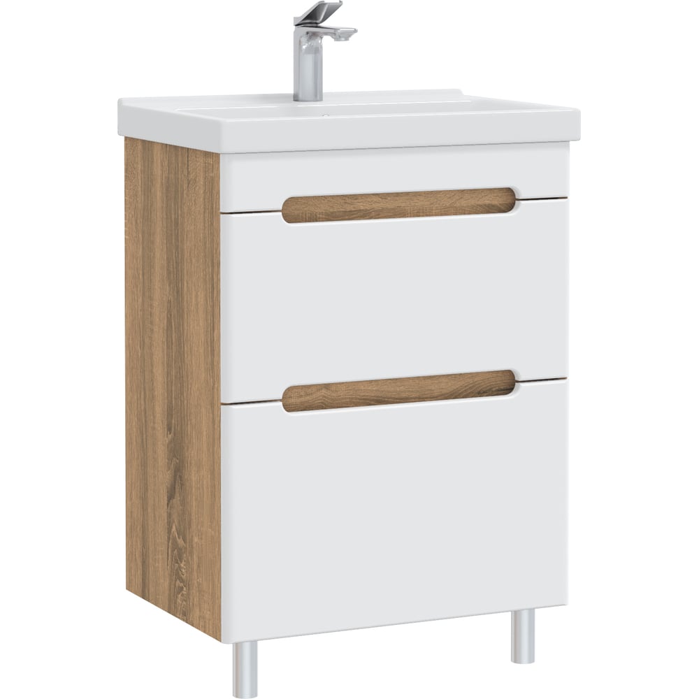 Изображение товара Tумба AQVI 60НР, дуб вотан/белый, 2 ящика, современный стиль