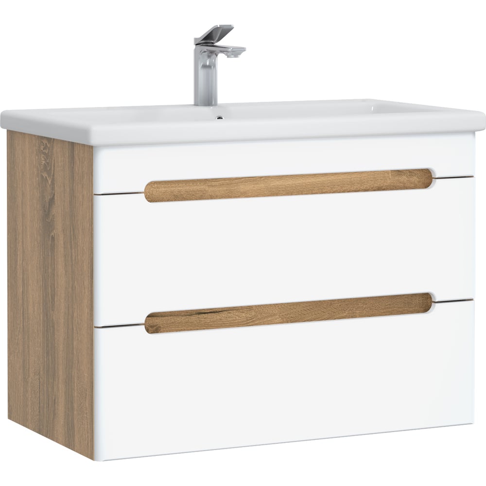 Изображение товара Тумба без раковины RUVANN AQVI 80 в ванную подвесная Дуб вотан, белый Т.AQVI WV.П-80ПР