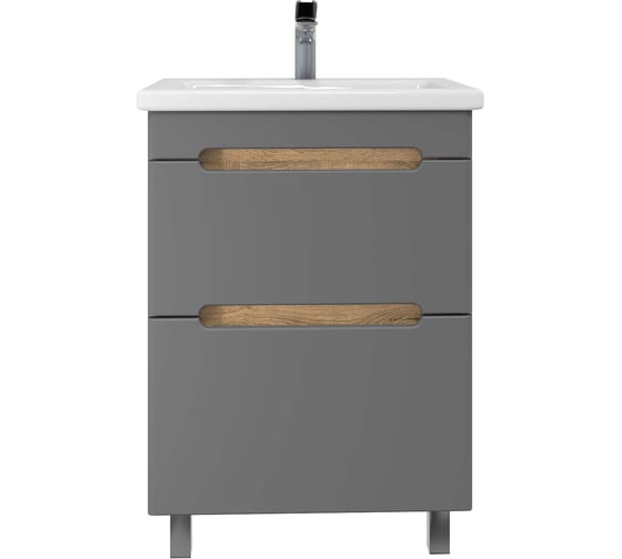 Изображение товара Тумба без раковины RUVANN AQVI 50 в ванную напольная Графит софт, дуб вотан Т.AQVI.П-50НР