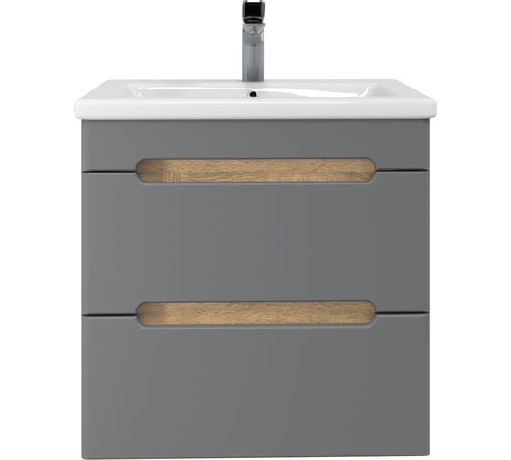 Изображение товара Тумба RUVANN без раковины AQVI 50 в ванную подвесная Графит софт, дуб вотан Т.AQVI.П-50ПР