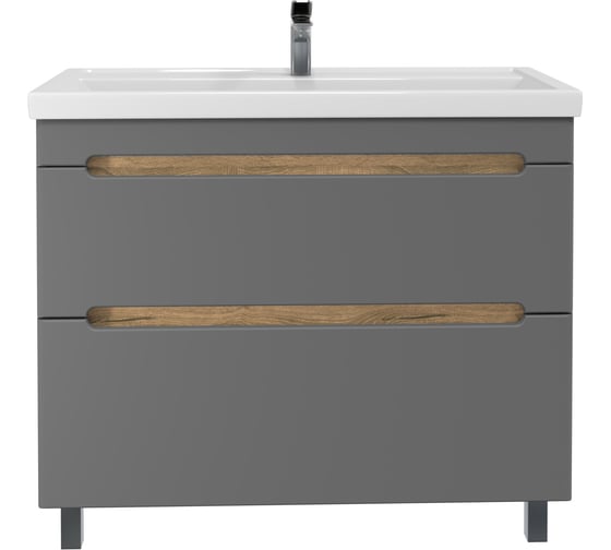 Изображение товара Тумба без раковины RUVANN AQVI 100 в ванную напольная Графит софт дуб вотан Т.AQVI.П-100НР