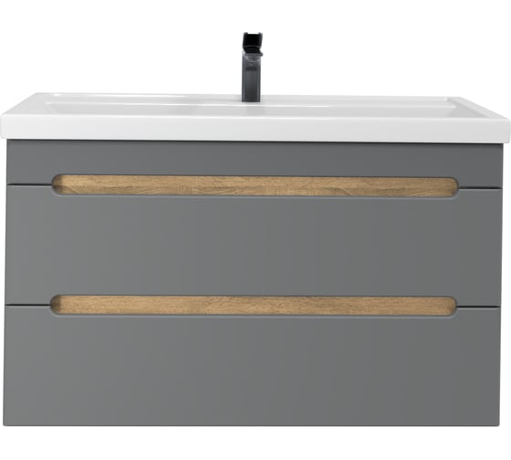 Изображение товара Тумба без раковины RUVANN AQVI 100 в ванную подвесная Графит софт, дуб вотан Т.AQVI.П-100ПР