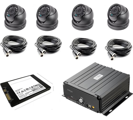 Изображение товара Система видеонаблюдения INTEGO ОНЛАЙН BigBus для автобуса (типа ЛИАЗ, 3 двери). 4 камеры - установка камер на водителя и три камеры в салон (на каждую дверь). Сертификат под ПП 969 Intego BigBus Online