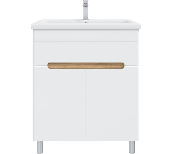 Изображение товара Тумба без раковины RUVANN NIKA 70 в ванную напольная Белая, дуб вотан Т.NIKA-BV.П-70Н