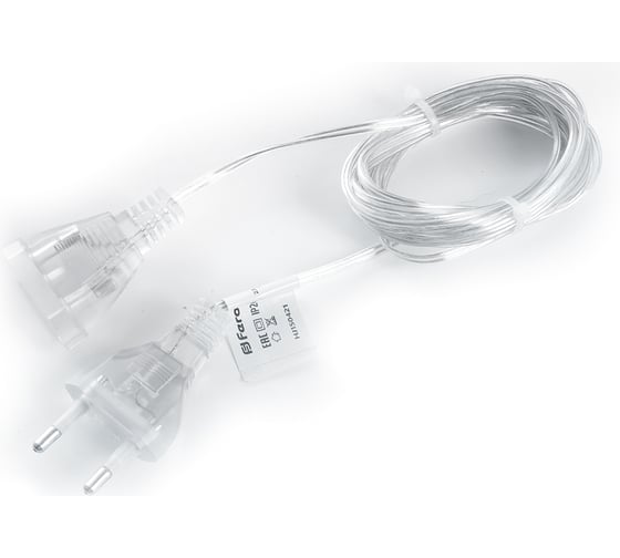 Изображение товара Сетевой шнур для гирлянд FERON 5м, 2х0,5мм2, прозрачный, DM305 41659