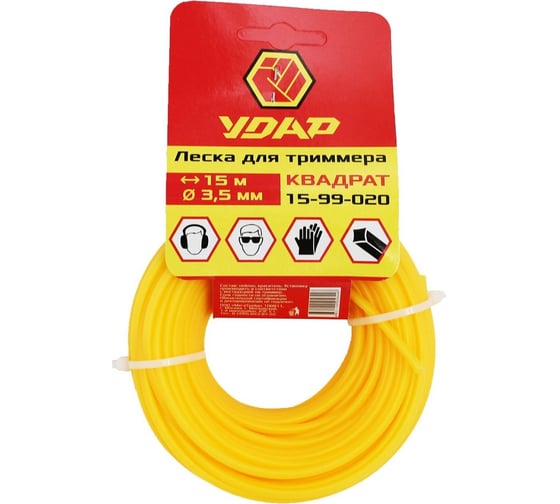 Изображение товара Леска (15 м; квадрат; 3.5 мм) для триммера УДАР 15-99-020