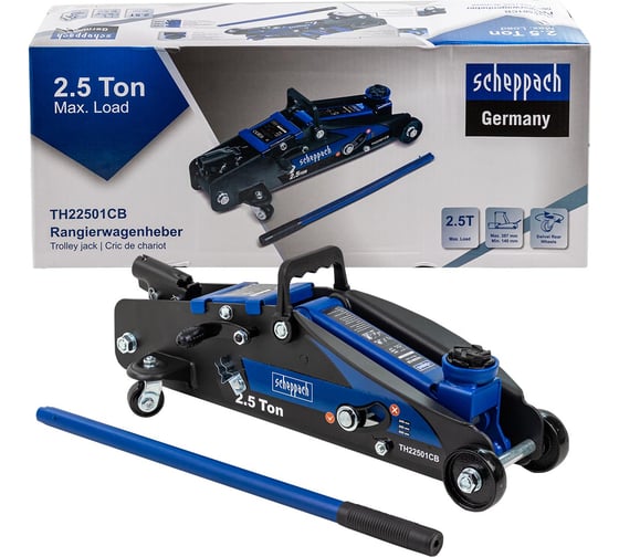 Изображение товара Домкрат подкатной гидравлический Scheppach 2.5т с фиксацией (h min 140мм, h max 387мм) Sch-TH22501CB(65256)