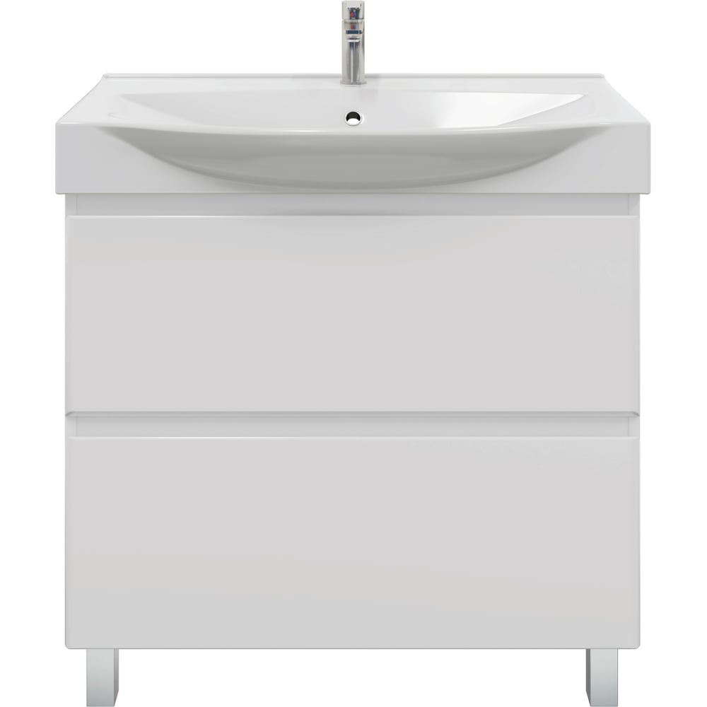 Изображение товара Современная напольная тумба для ванной RUVANN TVILS 85 с ящиками белая