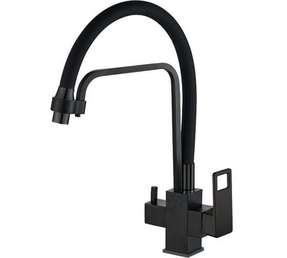 Изображение товара Смеситель для кухни с подключением фильтра Valfex гибкий силиконовый излив,латунь Arcadia Black (10) VF.76615-7