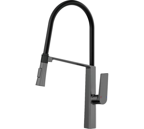 Изображение товара Смеситель для кухни Valfex Meissa Graphite гибкий силик. излив, с держателем излива, латунь, (10) VF.73827-3