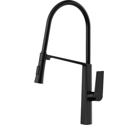 Изображение товара Смеситель для кухни Valfex Meissa Black гибкий силиконовый излив, с держателем излива, латунь (10) VF.73827-7