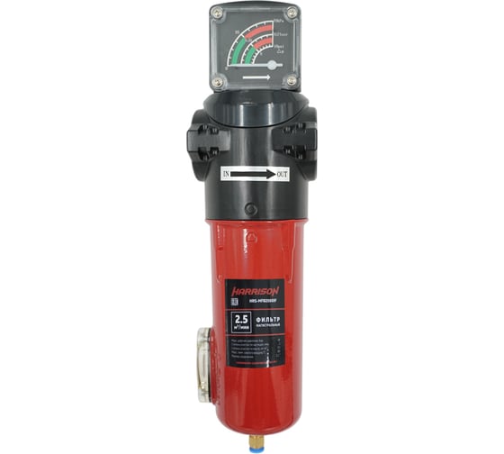 Изображение товара Фильтр магистральный с датчиком загрязненности и автоматическим конденсатоотводчиком HARRISON 2500 л/мин; 16 бар; 1 мкм; 0.1 мг/м3; G 1 HRS-MFB2500IF