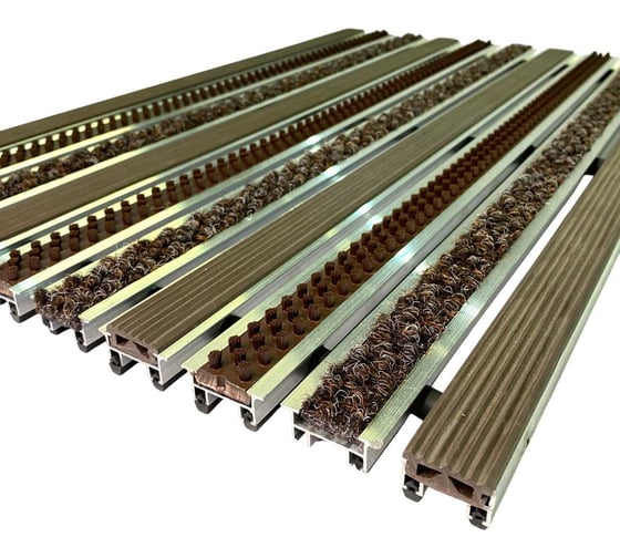 Изображение товара Грязезащитная придверная решетка ООО ПК ЦентрВход Эксперт резина-щетка-ворс, коричневый, 1200x600 мм 731EX100