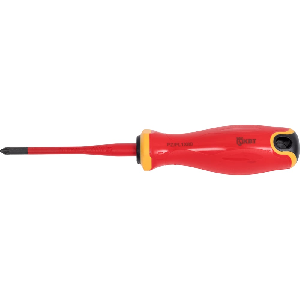 Изображение товара Диэлектрическая отвертка КВТ PZ/ FL1x80 серия СЛИМ 103013 профессиональный инструмент