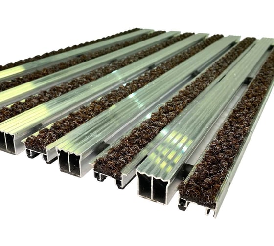 Изображение товара Грязезащитная придверная решетка ООО ПК ЦентрВход Эксперт ворс-широкий скребок, коричневый, 900x600 мм 731EX088