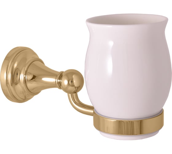 Изображение товара Одинарный стакан с настенным держателем RavSlezak фаянсовый, цвет золото MKA0201Z