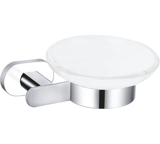 Изображение товара Стеклянная мыльница RavSlezak с настенным держателем, хром/белый YUA0300CB