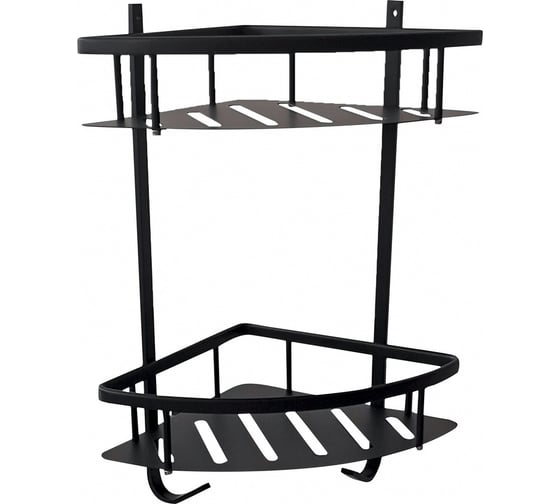 Изображение товара Настенная металлическая полочка RavSlezak двойная, угловая, черный матовый YUA0800CMAT