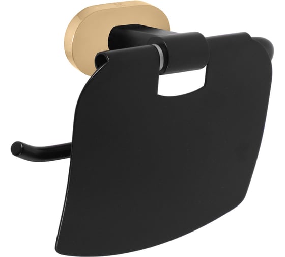 Изображение товара Настенный держатель туалетной бумаги RavSlezak 136 мм, с крышкой, черный матовый/золото YUA0400CMATZ