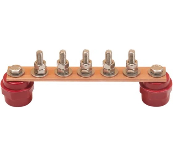 Изображение товара Шина ДМЗ ГЗШ180x25x4, 5хМ8, медная, с изоляторами ДМЗ.180.25.4.5-М8