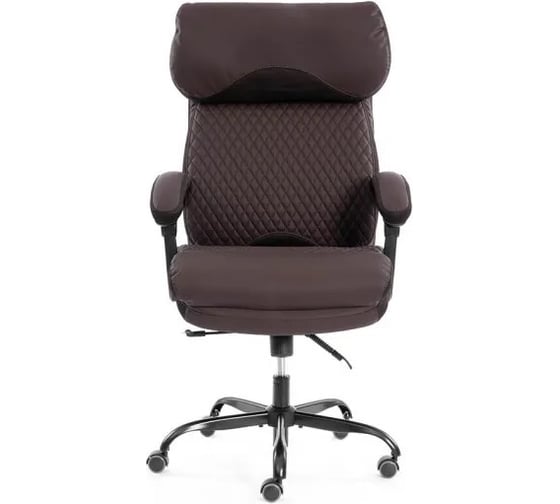 Изображение товара Кресло TetChair Chief metalBL кож/зам/ткань, коричневый/коричневый стеганный 25018