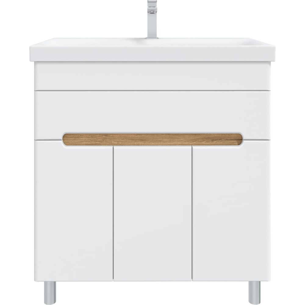 Изображение товара Тумба с раковиной RUVANN NIKA 80 + Moduo 80 белая с ящиком для ванной