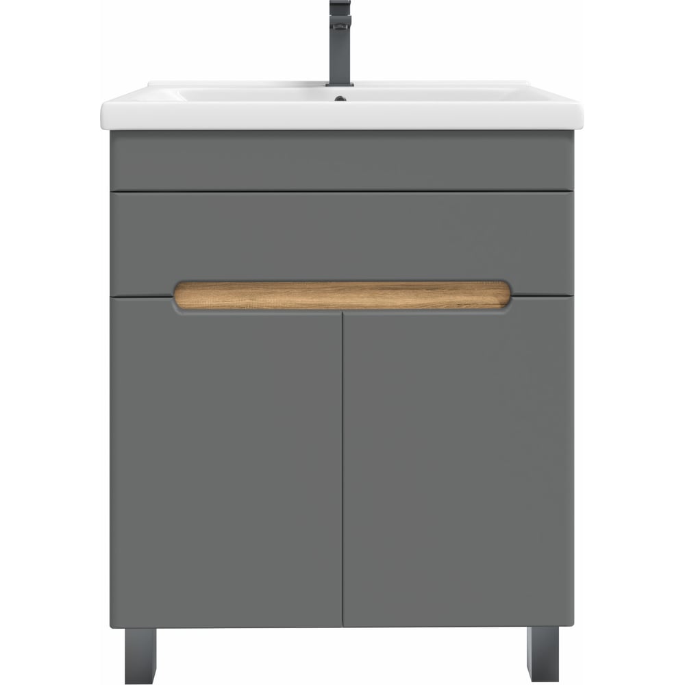 Изображение товара Тумба с раковиной RUVANN NIKA 70 + Миранда 70, современный дизайн, белая санфаянс раковина, мебель