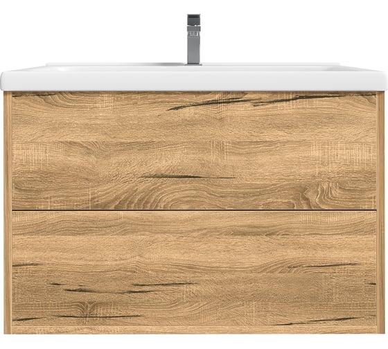 Изображение товара Тумба с раковиной RUVANN RINNI 80 + Миранда 80 в ванную подвесная Дуб вотан Т.RINNI.ДВ-80П-KIT-MIR