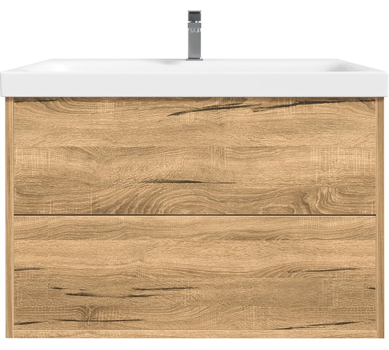 Изображение товара Тумба с раковиной RUVANN RINNI 80 + Moduo 80 в ванную подвесная Дуб вотан Т.RINNI.ДВ-80П-KIT-MOD