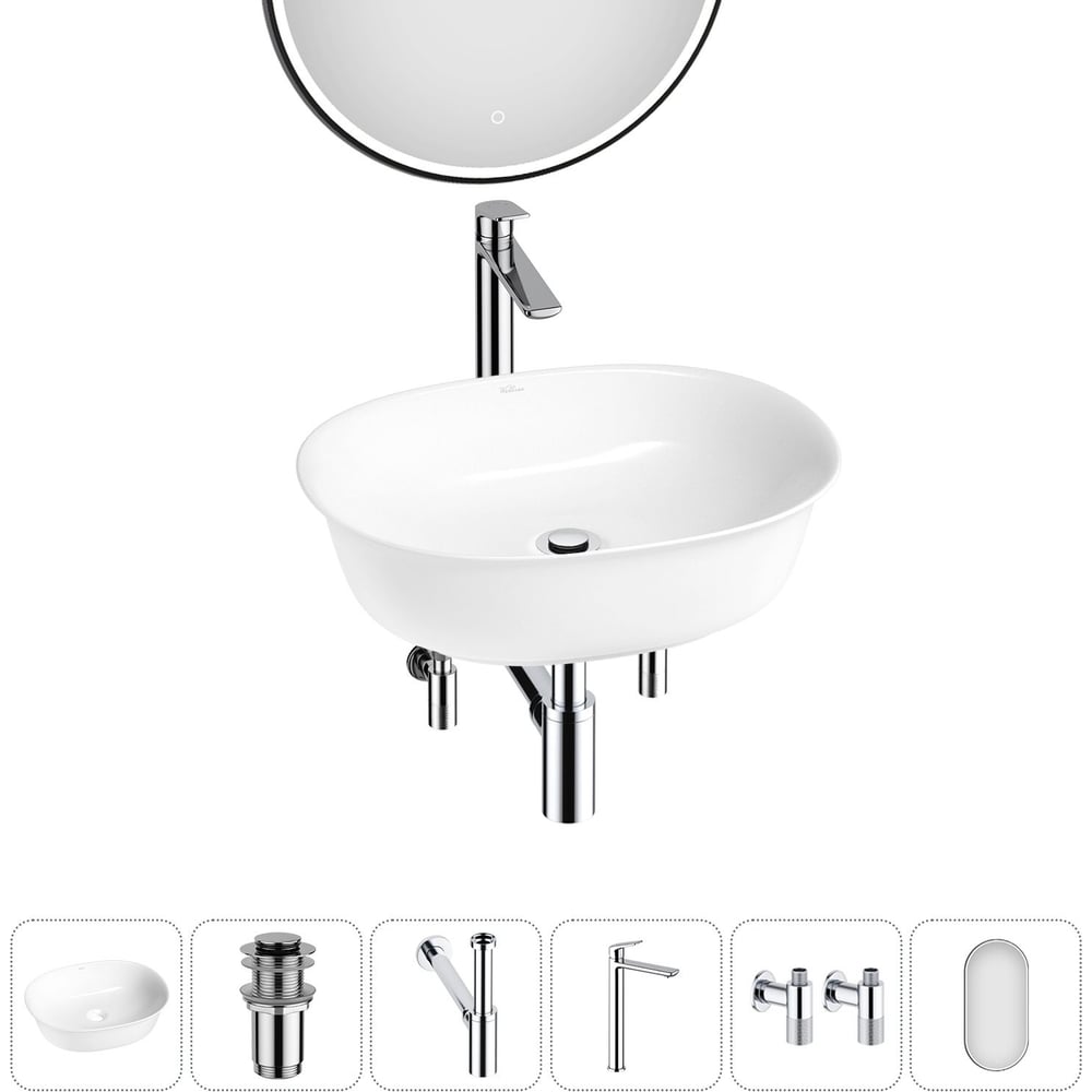 Изображение товара Набор Wellsee 6 в 1 Brillant iCon накладная раковина 50x40 см с смесителем