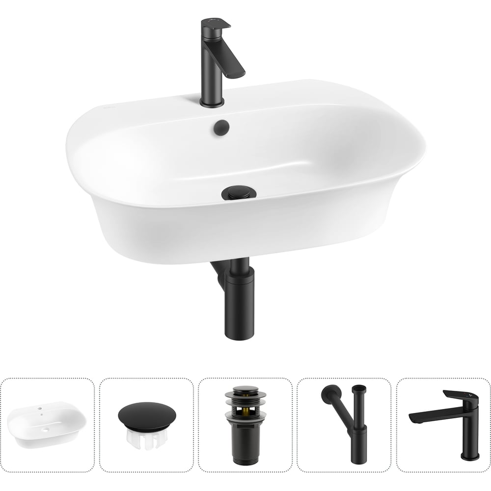 Изображение товара Набор Wellsee Excellence Pro раковина 65x46 см с комплектом современный дизайн