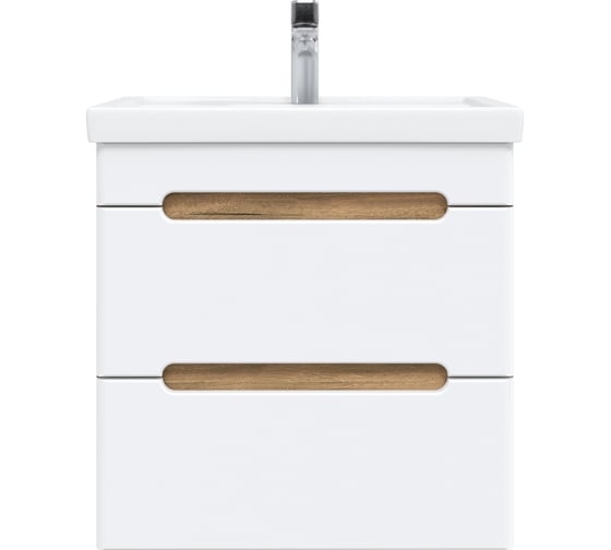 Изображение товара Тумба с раковиной RUVANN AQVI 50 + Фостер 50 в ванную подвесная Дуб вотан, белый Т.AQVI-WV.П-50ПС-KIT-FOS