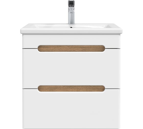 Изображение товара Тумба подвесная с раковиной RUVANN AQVI 50 + Como 50, цвет Дуб вотан/белый Т.AQVI-WV.П-50ПР-KIT-COM