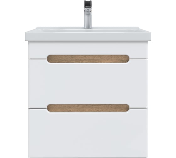 Изображение товара Тумба подвесная с раковиной RUVANN AQVI 50 + Фест 50, цвет Дуб вотан/белый Т.AQVI-WV.П-50ПР-KIT-FES