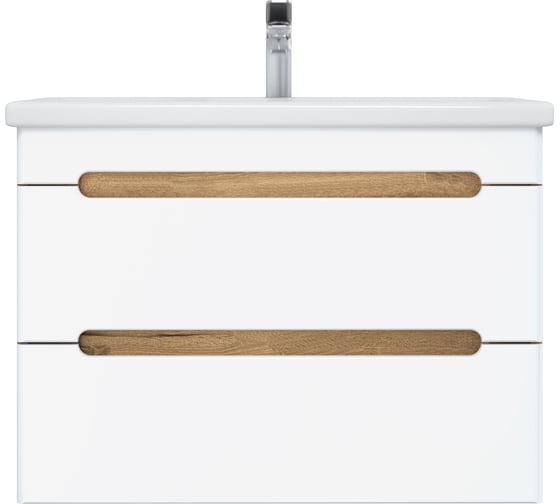 Изображение товара Тумба с раковиной RUVANN AQVI 80 + Como 80 в ванную подвесная Дуб вотан, белый Т.AQVI-WV.П-80ПС-KIT-COM