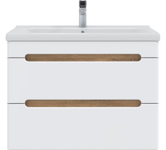 Изображение товара Тумба с раковиной RUVANN AQVI 70 + Миранда 70 в ванную подвесная Дуб вотан, белый Т.AQVI-WV.П-70ПС-KIT-MIR