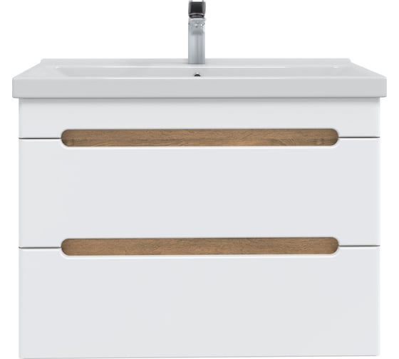 Изображение товара Тумба с раковиной RUVANN AQVI 80 + Фест 80 в ванную подвесная Дуб вотан, белый Т.AQVI-WV.П-80ПР-KIT-FES