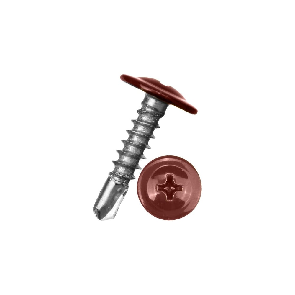 Изображение товара Саморез ООО ПКФ Сварком п/ш 4,2x16 RAL3009 цинкованный с пресс-шайбой