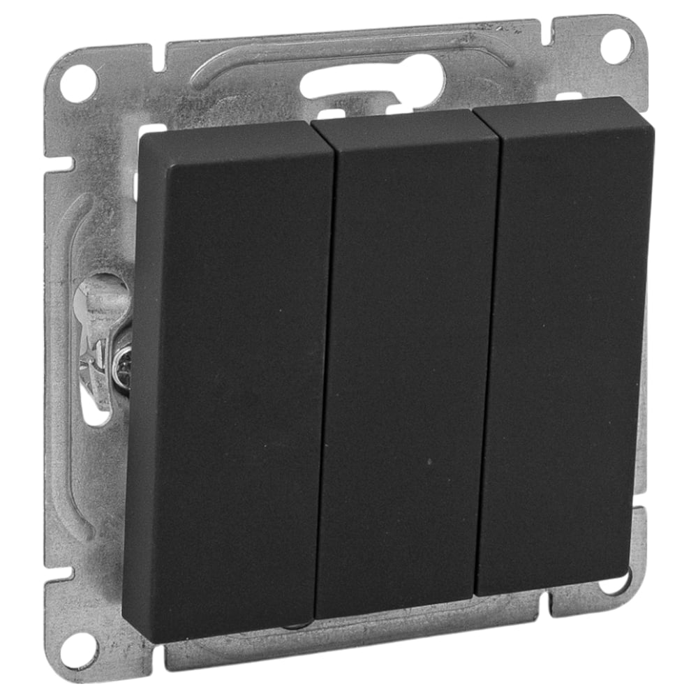 Изображение товара Механизм выключателя EKF, трёхклавишный, чёрный Эпика UP1-SWB-31